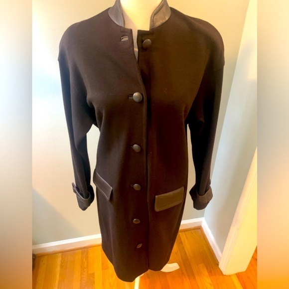 Teri Jon Vintage black Wool/leather jacket, size 6/8 - Picture 1 of 8